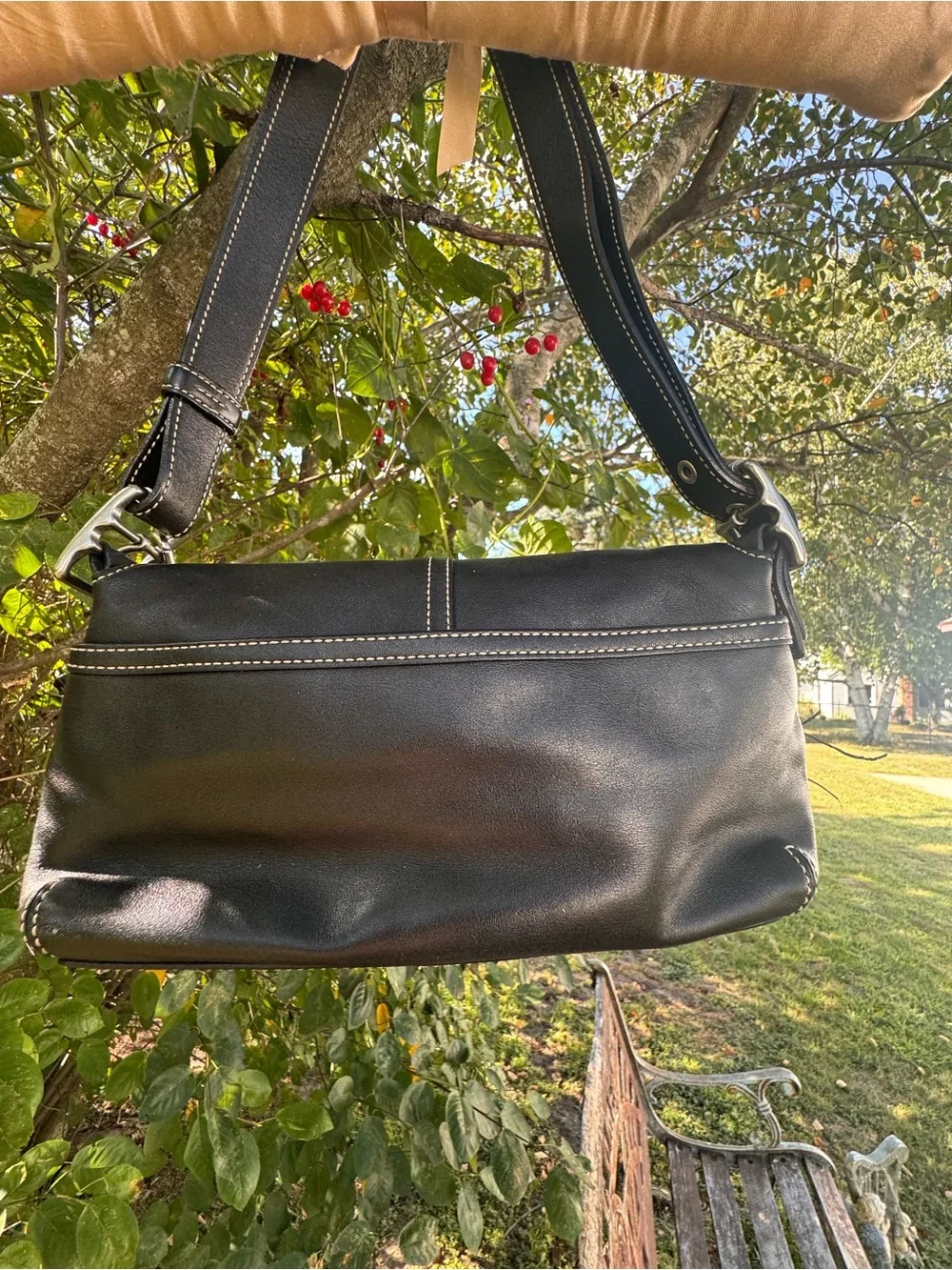 Vintage Coach SoHo Baguette Shoulder Bag in Black Leather